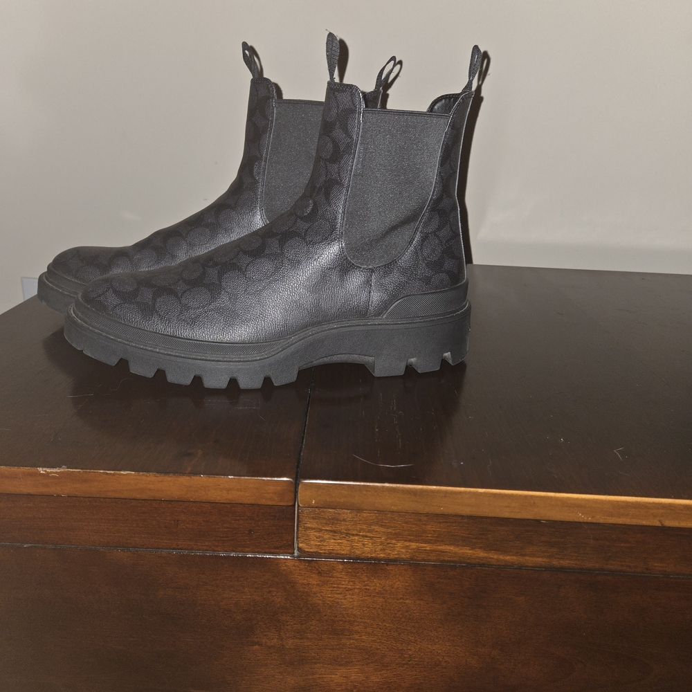 Coach Black Leather Boot with Pull Tab - Picture 2 of 5
